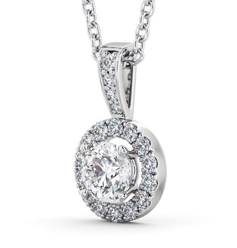 Halo Round Diamond Pendant with Diamond Set Bail 18K White Gold PNT132_WG_THUMB1 