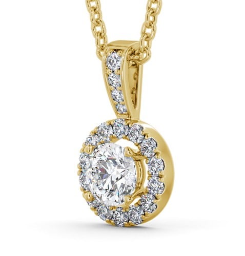 Halo Round Diamond Pendant with Diamond Set Bail 18K Yellow Gold PNT132_YG_THUMB1 