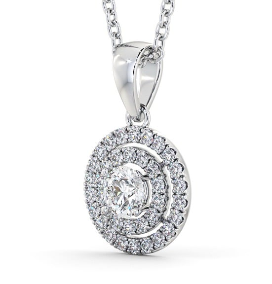 Double Halo Round Diamond Pendant 18K White Gold PNT133_WG_THUMB1