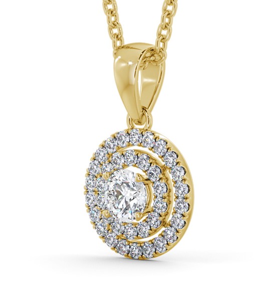  Halo Round Diamond Pendant 18K Yellow Gold - Evelon PNT133_YG_THUMB1 