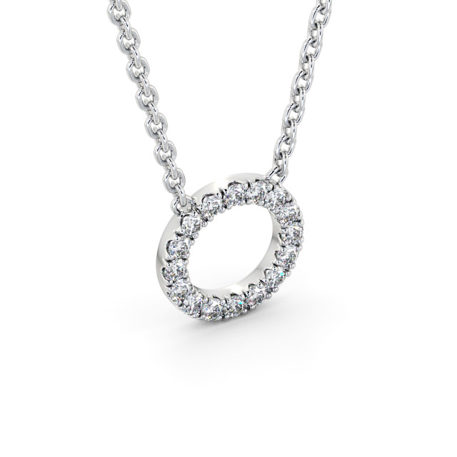 Circle Round Diamond Pendant 18K White Gold - Anisa PNT134_WG_FLAT