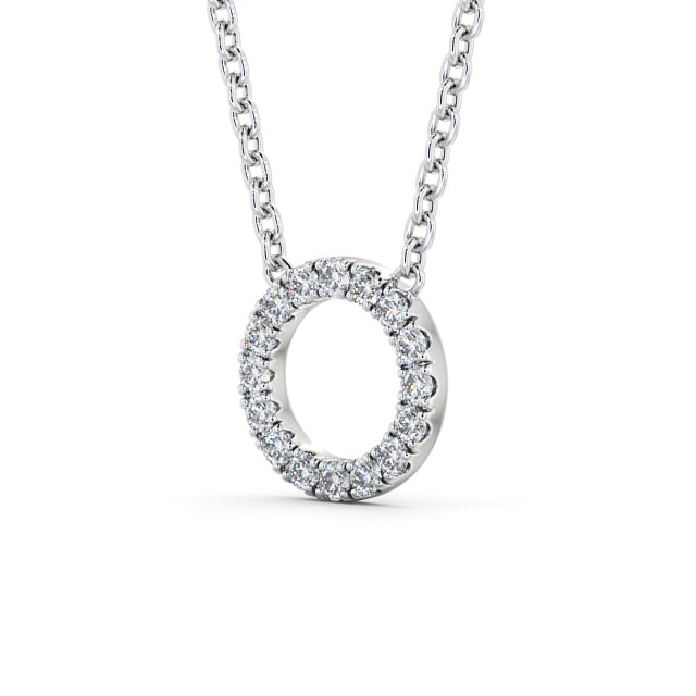 Circle Round Diamond Pendant 9K White Gold - Anisa PNT134_WG_SIDE