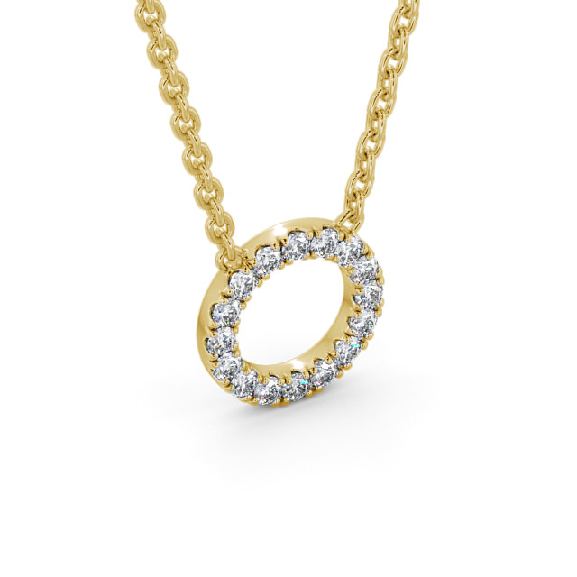 Circle Round Diamond Pendant 18K Yellow Gold - Anisa PNT134_YG_FLAT