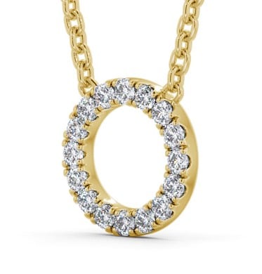 Circle Round Diamond Pendant 18K Yellow Gold PNT134_YG_THUMB1 