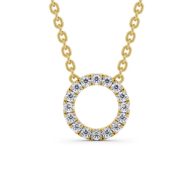 Circle Round Diamond Pendant 9K Yellow Gold - Anisa PNT134_YG_UP