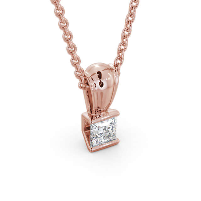 Princess Solitaire Tension Stud Diamond Pendant 9K Rose Gold - Ayton PNT136_RG_FLAT
