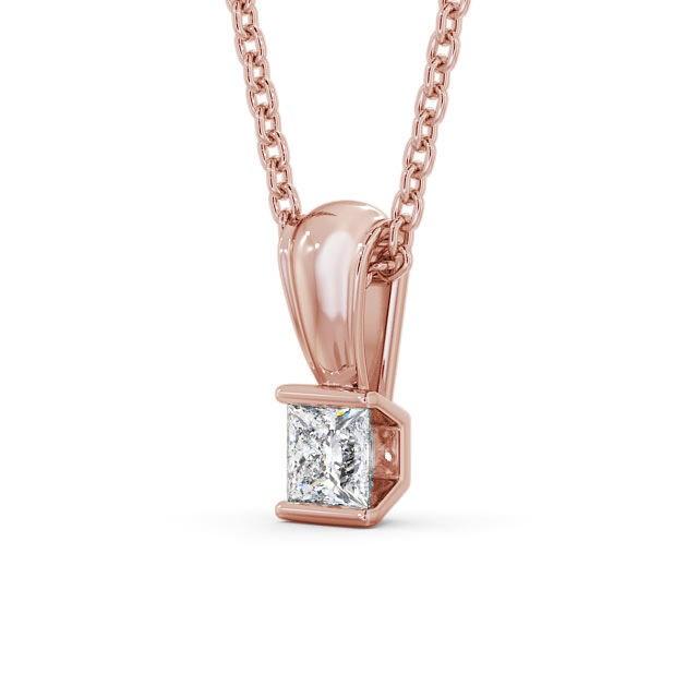 Princess Solitaire Tension Stud Diamond Pendant 9K Rose Gold - Ayton PNT136_RG_SIDE