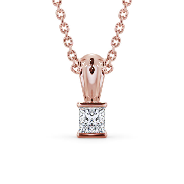 Princess Solitaire Tension Stud Diamond Pendant 9K Rose Gold - Ayton PNT136_RG_UP