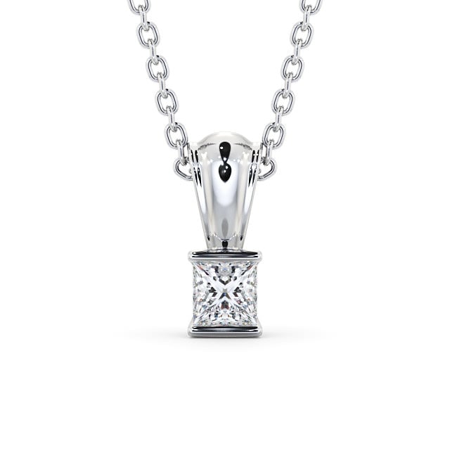 Princess Solitaire Tension Stud Diamond Pendant 18K White Gold - Ayton PNT136_WG_UP