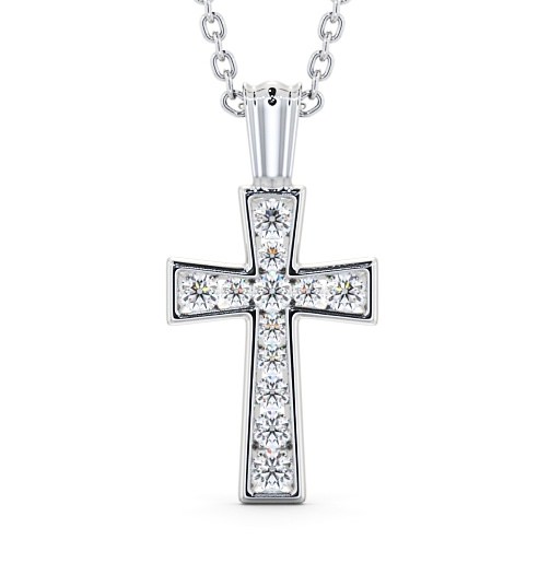  Cross Round Diamond 0.35ct Pendant 18K White Gold - Cathedral PNT137_WG_THUMB2 