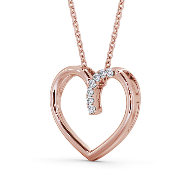 Heart Style Round Diamond 0.15ct Pendant 9K Rose Gold - Cuilen PNT138_RG_SIDE