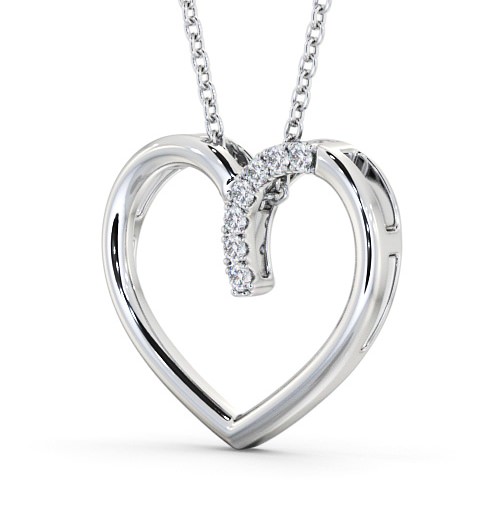 Heart Style Round Diamond 0.15ct Pendant 18K White Gold - Cuilen PNT138_WG_THUMB1