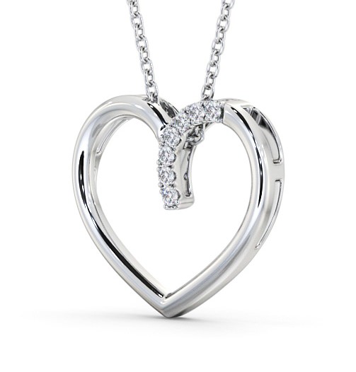 Heart Style Round Diamond 0.15ct Pendant 18K White Gold PNT138_WG_THUMB1