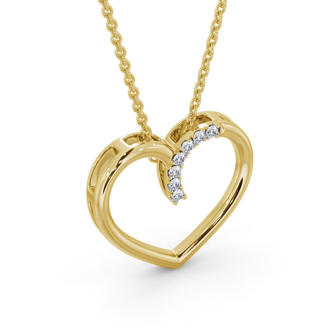 Heart Style Round Diamond 0.15ct Pendant 9K Yellow Gold - Cuilen PNT138_YG_FLAT