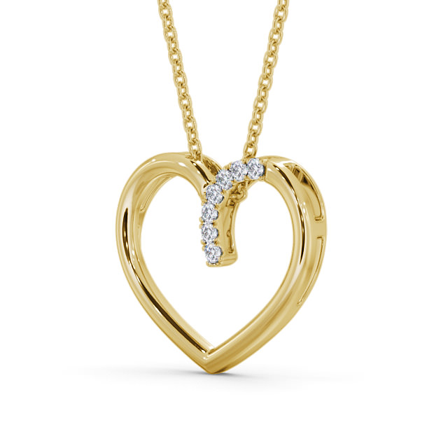 Heart Style Round Diamond 0.15ct Pendant 9K Yellow Gold - Cuilen PNT138_YG_SIDE