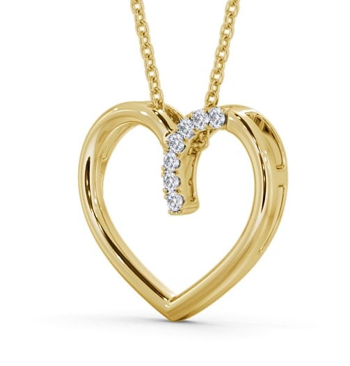  Heart Style Round Diamond 0.15ct Pendant 18K Yellow Gold - Cuilen PNT138_YG_THUMB1 