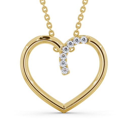  Heart Style Round Diamond 0.15ct Pendant 9K Yellow Gold - Cuilen PNT138_YG_THUMB2 