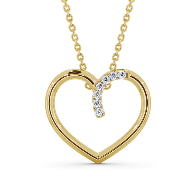 Heart Style Round Diamond 0.15ct Pendant 9K Yellow Gold - Cuilen PNT138_YG_UP