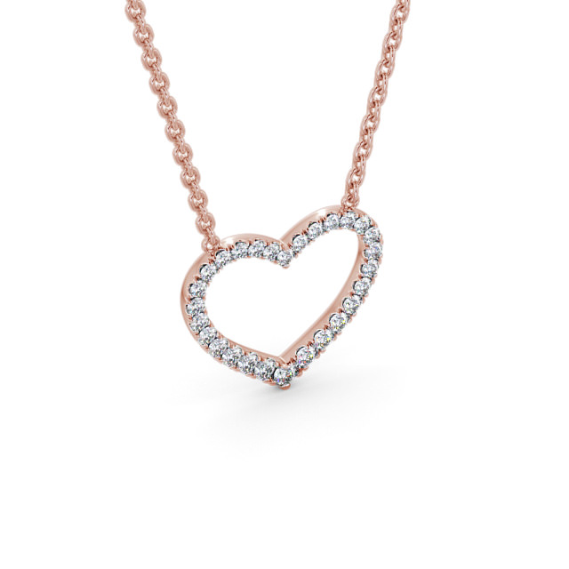 Heart Style Round Diamond 0.25ct Pendant 9K Rose Gold - Pevense PNT139_RG_FLAT