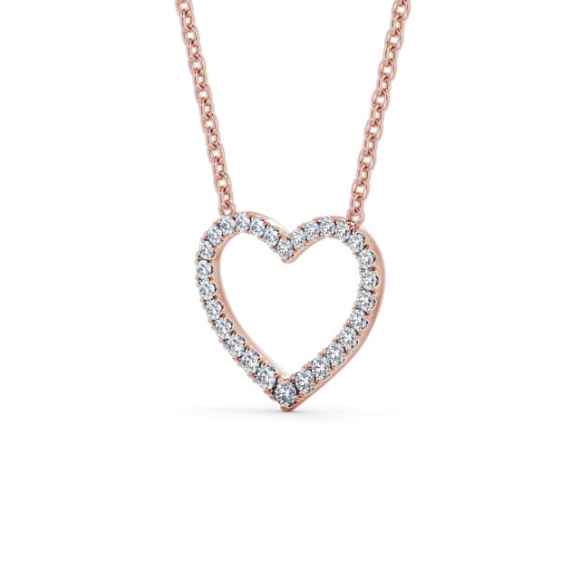 Heart Style Round Diamond 0.25ct Pendant 9K Rose Gold - Pevense
