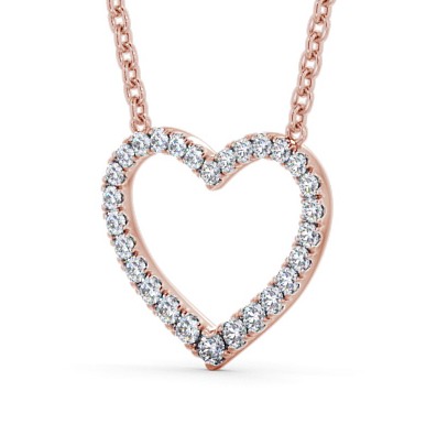Heart Style Round Diamond 0.25ct Pendant 9K Rose Gold - Pevense PNT139_RG_THUMB1