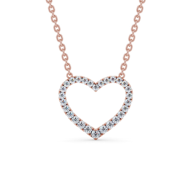 Heart Style Round Diamond 0.25ct Pendant 9K Rose Gold - Pevense PNT139_RG_UP