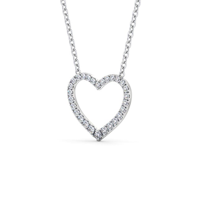 Heart Style Round Diamond 0.25ct Pendant 9K White Gold - Pevense PNT139_WG_SIDE