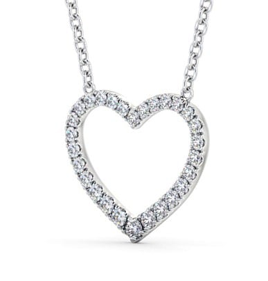 Heart Style Round Diamond 0.25ct Pendant 9K White Gold - Pevense PNT139_WG_THUMB1