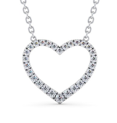  Heart Style Round Diamond 0.25ct Pendant 18K White Gold - Pevense PNT139_WG_THUMB2 
