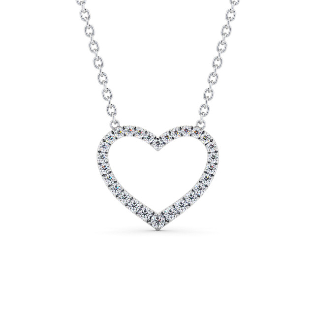 Heart Style Round Diamond 0.25ct Pendant 18K White Gold - Pevense PNT139_WG_UP