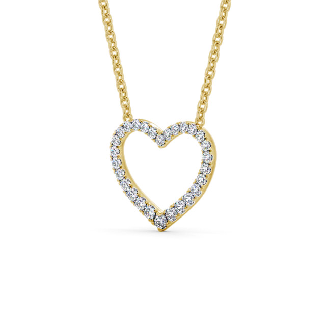 Heart Style Round Diamond 0.25ct Pendant 9K Yellow Gold - Pevense PNT139_YG_SIDE