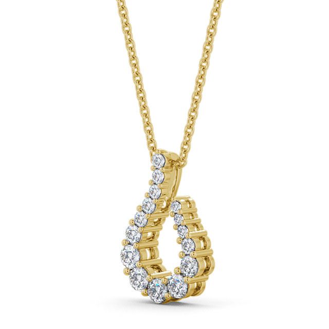 Drop Round Diamond Pendant 18K Yellow Gold - Alvanley PNT13_YG_SIDE