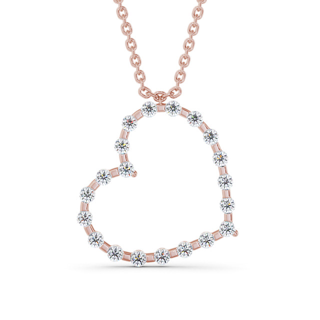 Heart Style Round Diamond Pendant 18K Rose Gold - Mulise PNT140_RG_UP