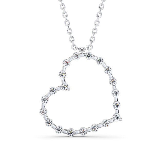 Heart Style Round Diamond Pendant 18K White Gold - Mulise PNT140_WG_UP
