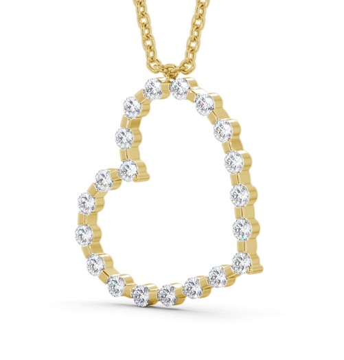 Heart Style Round Diamond Pendant 9K Yellow Gold - Mulise PNT140_YG_THUMB1