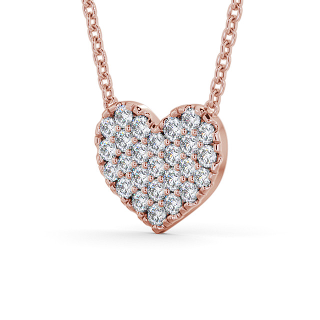 Heart Style Round Diamond Pendant 9K Rose Gold - Duvant