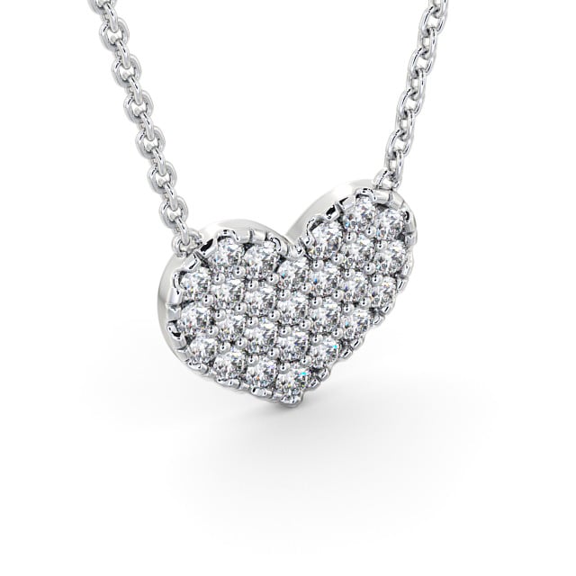 Heart Style Round Diamond Pendant 18K White Gold - Duvant PNT141_WG_FLAT