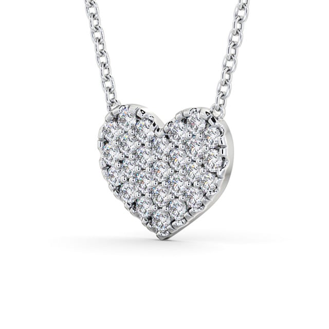 Heart Style Round Diamond Pendant 18K White Gold - Duvant PNT141_WG_SIDE