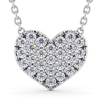Heart Style Round Diamond Cluster Pendant 18K White Gold PNT141_WG_THUMB2 