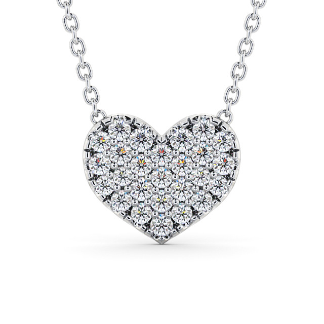 Heart Style Round Diamond Pendant 9K White Gold - Duvant PNT141_WG_UP