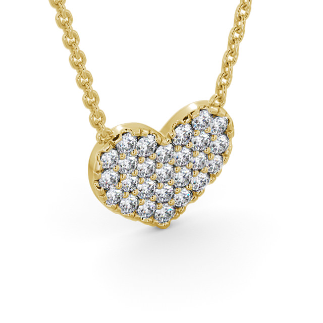 Heart Style Round Diamond Pendant 18K Yellow Gold - Duvant PNT141_YG_FLAT