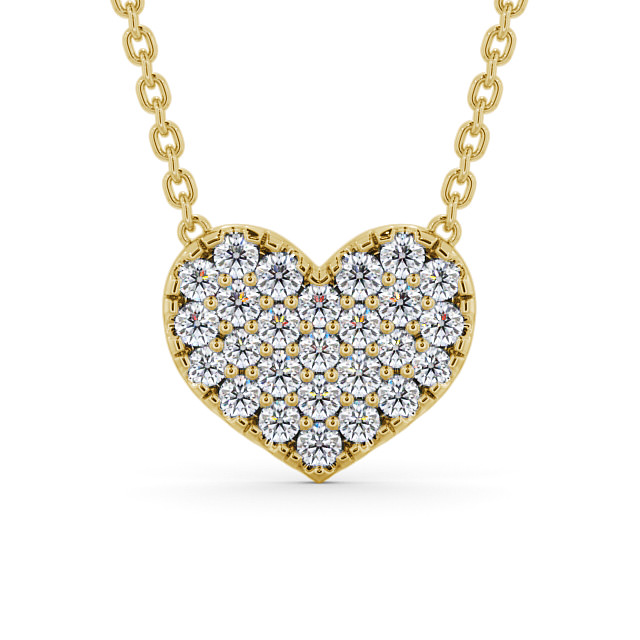 Heart Style Round Diamond Pendant 18K Yellow Gold - Duvant PNT141_YG_UP