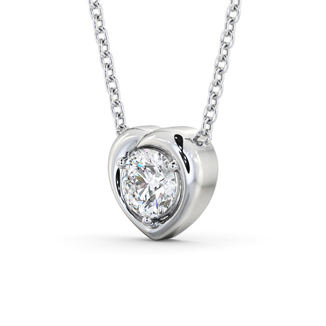 Heart Style Solitaire Stud Diamond Pendant 18K White Gold - Fabiola PNT142_WG_SIDE