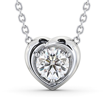 Heart Style Solitaire Stud Diamond Pendant 18K White Gold PNT142_WG_THUMB2 