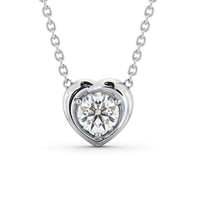 Heart Style Solitaire Stud Diamond Pendant 9K White Gold - Fabiola PNT142_WG_UP
