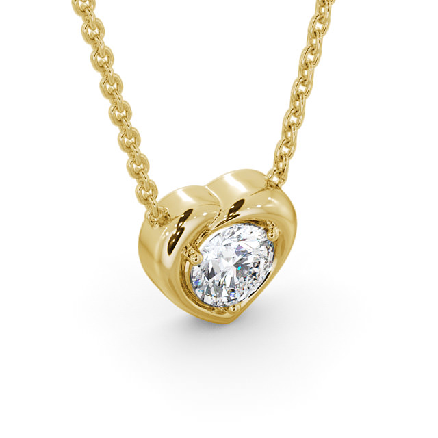 Heart Style Solitaire Stud Diamond Pendant 18K Yellow Gold - Fabiola PNT142_YG_FLAT