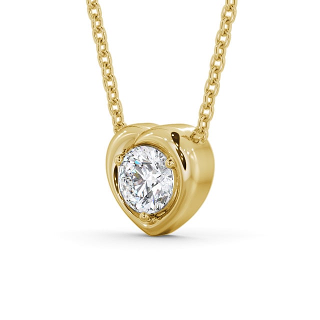 Heart Style Solitaire Stud Diamond Pendant 9K Yellow Gold - Fabiola PNT142_YG_SIDE