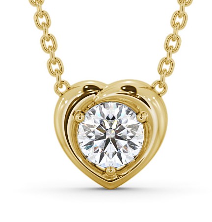  Heart Style Solitaire Stud Diamond Pendant 9K Yellow Gold - Fabiola PNT142_YG_THUMB2 