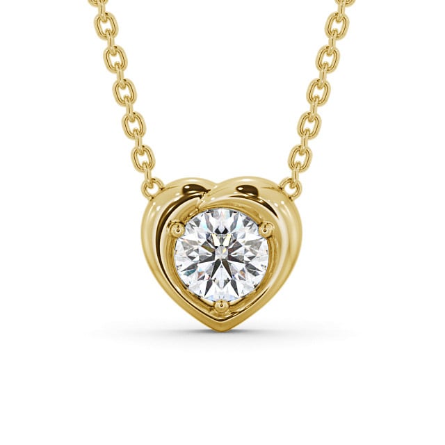 Heart Style Solitaire Stud Diamond Pendant 18K Yellow Gold - Fabiola PNT142_YG_UP