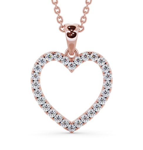 Heart Style Round Diamond Microprong Pendant 18K Rose Gold PNT143_RG_THUMB2 